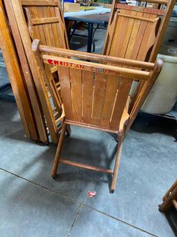 Lot of 12 Antique Tuck 'Way Duck & Rubber Wooden Folding Chairs from Local Christian Church in CB