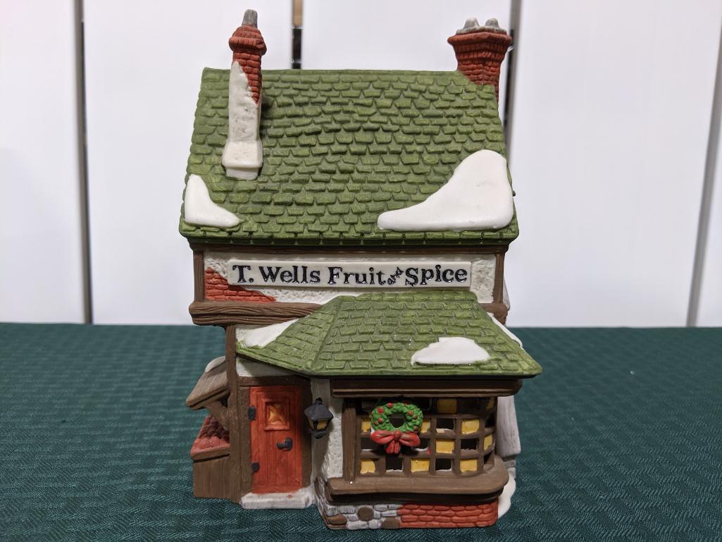 Dickens Village Series-Department 56 -T. Wells Fruit And Spice Shop (The Heritage Village Collection
