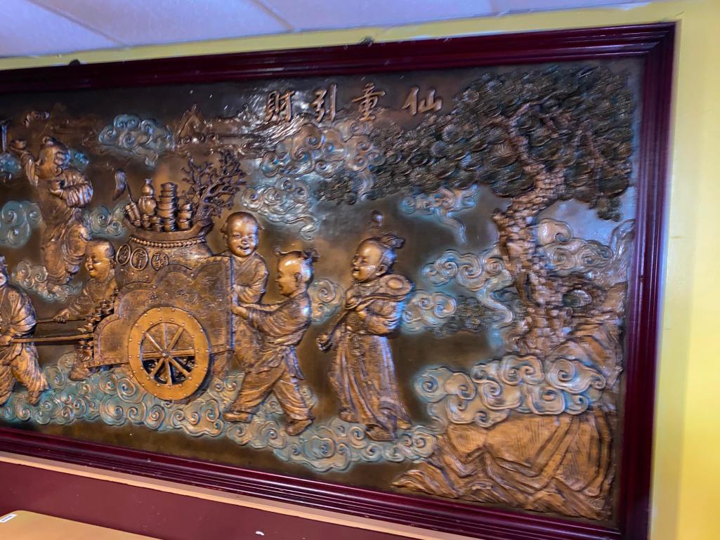 Large Buddhist Wall Decor, Raised Images, 54in x 13 Feet, Very Nice