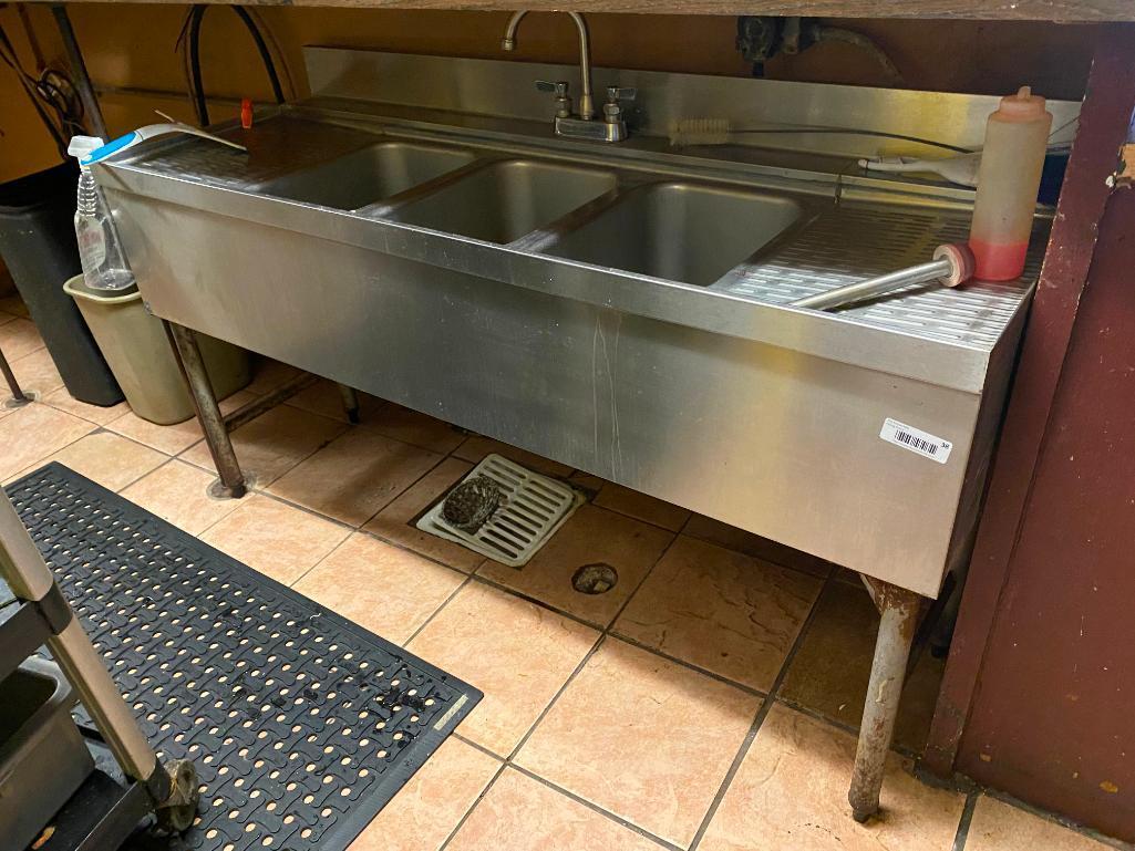 3 Compartment Under-Counter Bar Sink, 60in x 22in x 31in H