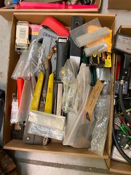 4 Boxes of Misc. Tools, Electrical Meters, Gauges, Hand Tools, Stud Finder, ETC