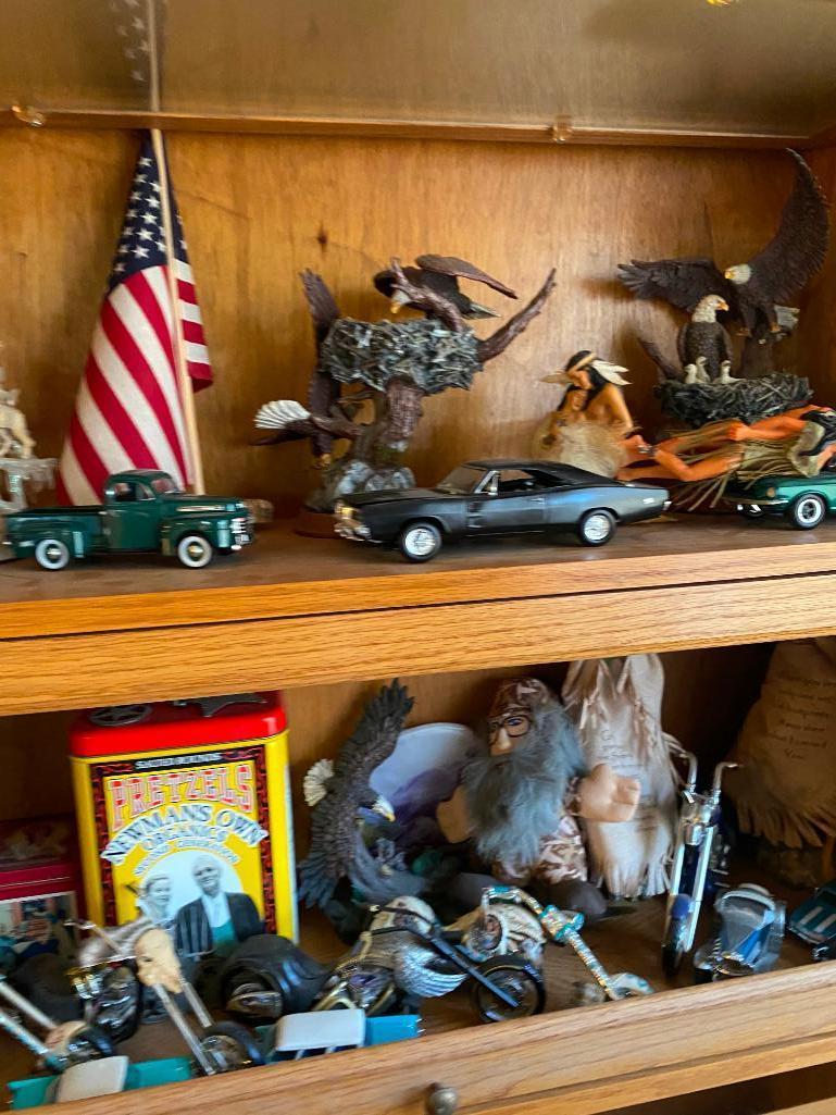 Contents of Cabinet: Die Cast Cars, Toys, Figurines, Misc.