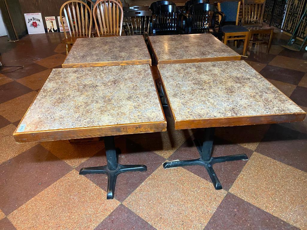 Restaurant Tables, Laminate Top, Iron Pedestal Base, 29in x 29in x 33in - 4 x's $