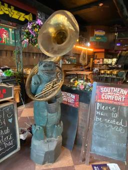 Large Life Size Alligator Statue Playing Music Instrument