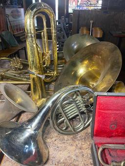 Large Lot of Brass Music Instrument Pcs