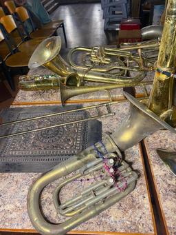 Large Lot of Brass Music Instrument Pcs