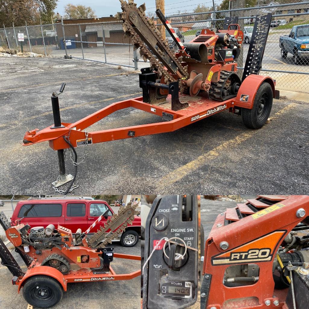 2015 Ditch Witch RT20 Trencher w/ Ditch Witch S2B Trailer - Just 140 Hours, VG Cond, Runs Great