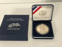 2009 Louis Braille Bicenntenial Silver Dollar