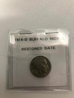 1914 D Buffalo Nickel Restored Date