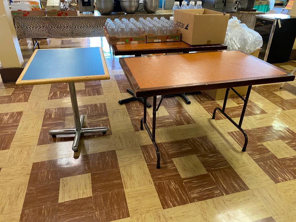 Lot of 5 Restaurant Tables, 4 Rectangle, 1 Round