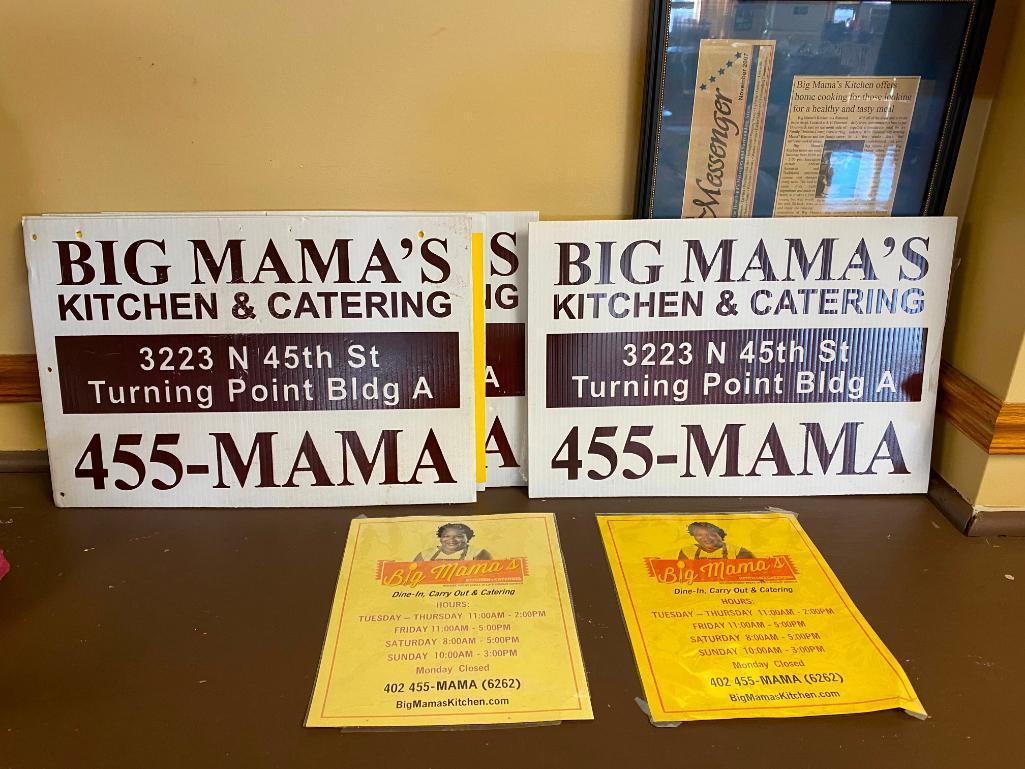 Big Mama's Kitchen & Catering Yard Signs and Flyers, 4 Signs