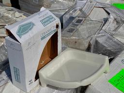 Large Pallet of American Orleans Brilliant White Ceramic Tile - Several Sizes, Corner Shelves, Misc.