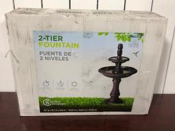 Garden Treasures 2-Tier Fountain with Auto Shut-off, Pump Included, for Outdoor Use