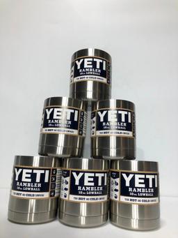 6 Pack, YETI Rambler 10oz Lowball Stainless Steel - New In Box, MSRP: $120.00