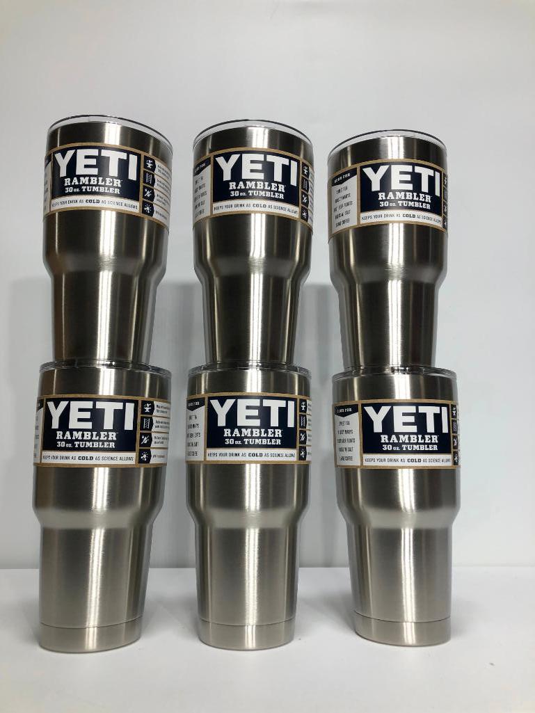 6 Pack, YETI Rambler 30oz Tumbler w/ Lid Stainless Steel - New In Box, MSRP: $210.00