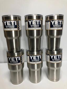 6 Pack, YETI Rambler 30oz Tumbler w/ Lid Stainless Steel - New In Box, MSRP: $210.00