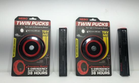 (4) Two NEBO Twin Pucks Task Lights, Two NEBO Inspector RC Flashlights