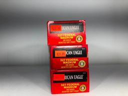 (3) Three American Eagle Pistol Cartridges 327 Federal Magnum 100 Grain MSRP: $29.99
