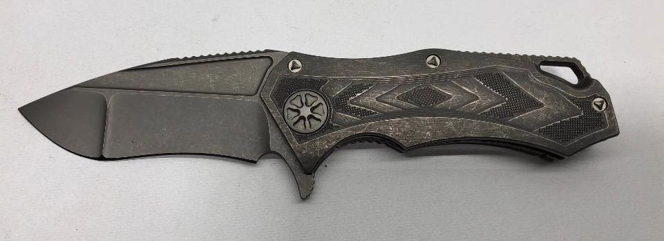 Microtech Marfione Custom Knives Starlord Tri-Tone Stonewash with Distressed Hardware