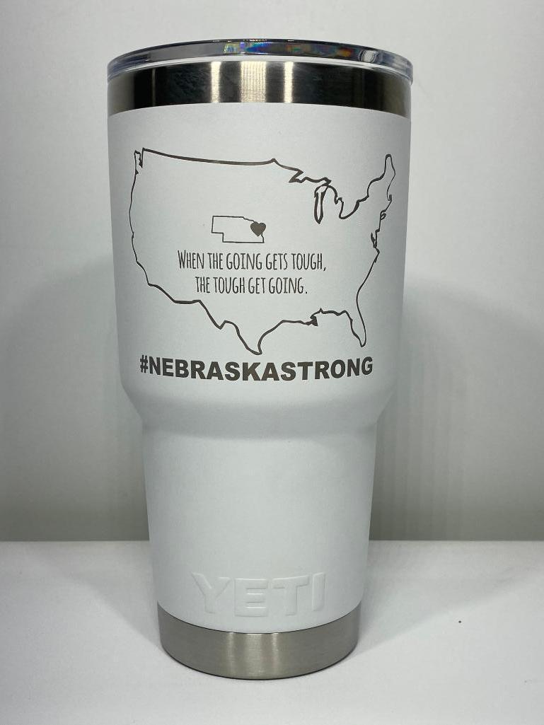 Yeti Nebraska Strong 30oz Tumbler, White w/ Nebraska Strong Logo