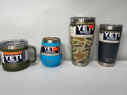 8 New Yeti Items: Various Colors, Colster, 2 Bottles, 5 Tumblers, Various Sizes