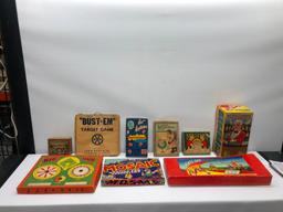 Lot of 8 Very Old Children's Games and Battery Operated Bartender