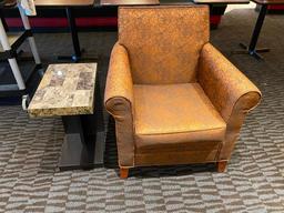 Designer Restaurant Upholstered Occasional Chair w/ Side Table