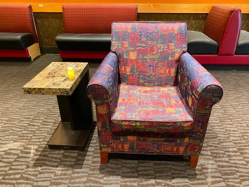 Designer Restaurant Upholstered Occasional Chair w/ Side Table
