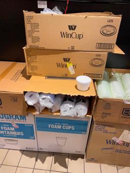 Huge Assortment of Various Foam Cups, Containers and Lids