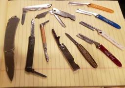 Lot of Straight Razors and Pocket Knives