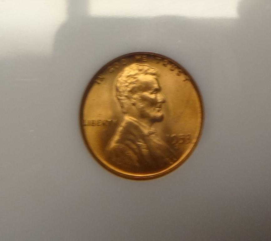 1953 S Wheat Cent PCI MS68 Red Slab