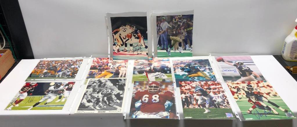 12x Signed 8x10 Photo Lot Ahman Green, Vince Ferragamo, Roger Craig, Neil Smith, Will Shields +