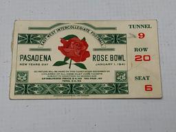 1941 Rose Bowl Tickets Set, Button/Ribbon, and Photo Booklet