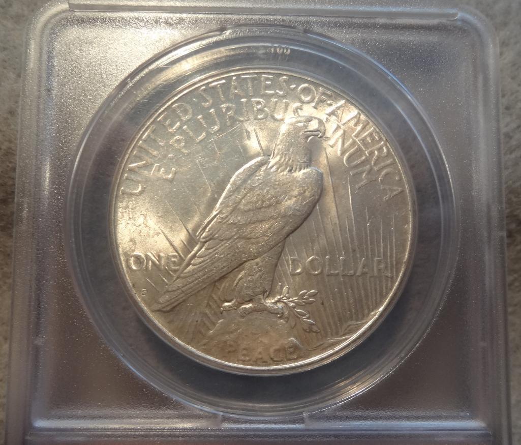 1928 S Peace Silver Dollar ANACS AU-58