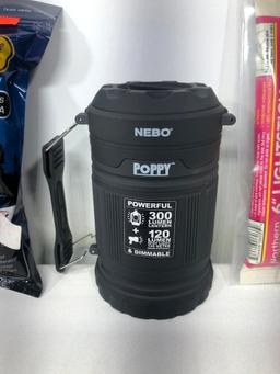 (5) Nebo Poppy LED Flashlight, Two Life Basic Life Packs, Two Northern Lights 6" Lightsticks Packs
