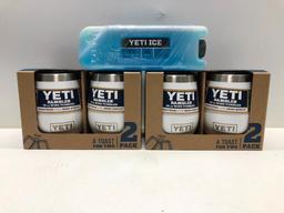 Lot of 3- 2 Two Pack White Yeti Tumblers, and 2 Pack 1 Pound Yeti Ice MSRP $125.00