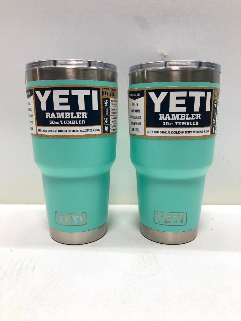 Lot of 2- 2 Seafoam Yeti 30oz Tumblers with Mag Slide Lids MSRP $70.00