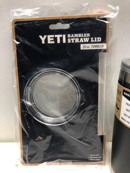 (4) Two Yeti 10oz Lowball Stainless Steel, Yeti Rambler 20oz Tumbler Charcoal w/ Magslide