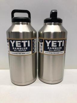 (2) Two Yeti Rambler 64oz Bottles Stainless Steel