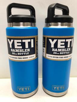 (2) Two Yeti Rambler 26oz Bottles Tahoe Blue