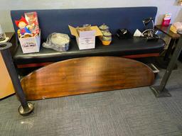 Solid Wood Surfboard Shaped Solid Wood Table w/ Metal Pedestal Bases 43inx90inx2in