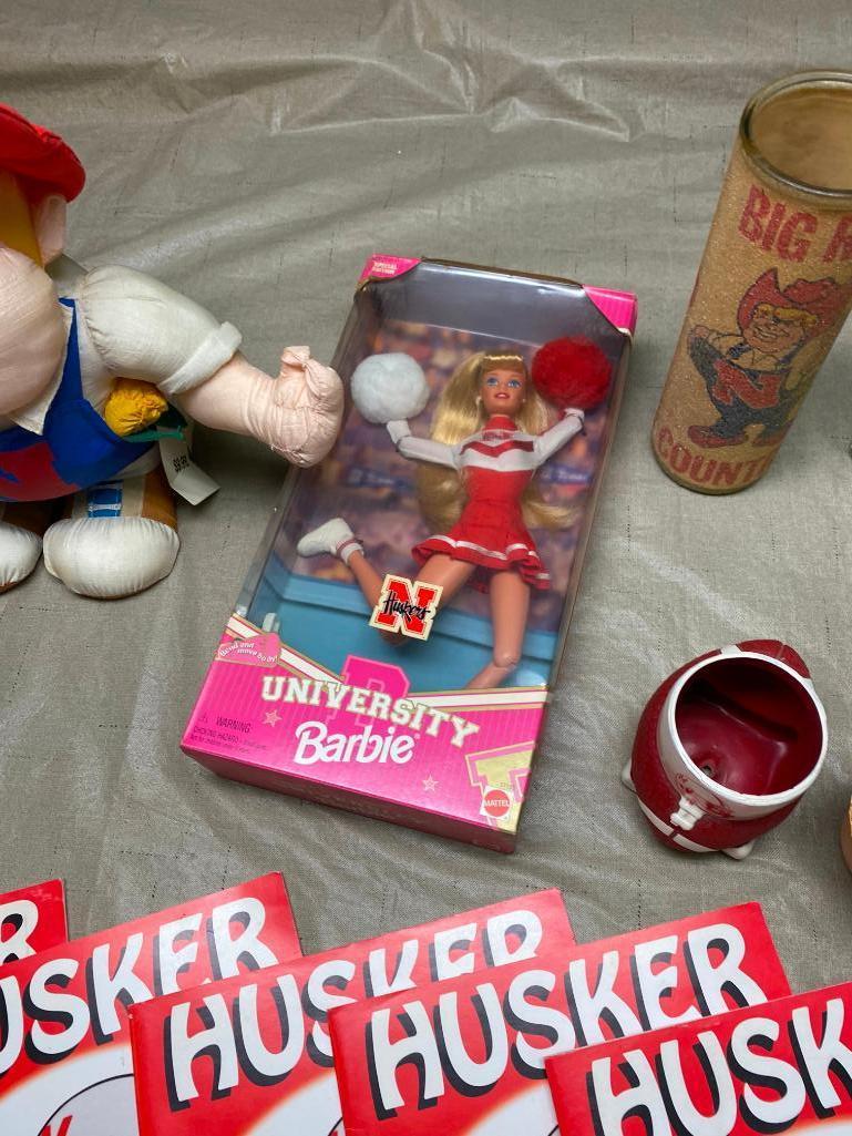 Misc. Husker Memorabilia Beer Mugs, Coloring Books, Doll, Herbie Husker Doll