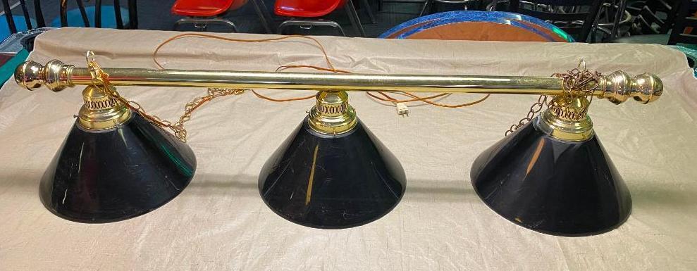 Pool Table Light 54 in long; Shades: 14in w/ Spare Shades, Black