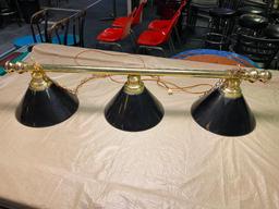 Pool Table Light 54 in long; Shades: 14in w/ Spare Shades, Black