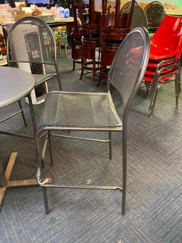 Adjustable Height Metal Cocktail Pub Table w/ 3 Matching Bar Stool Pub Chairs