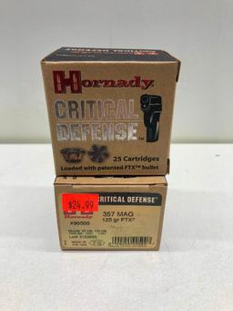 Lot Of 2 Boxes Hornady Critical Defense 357 Mag 125 Grain Ammo MSRP $50.00