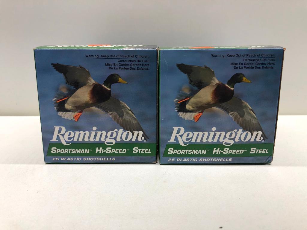 Lot Of 4 12 Gauge 3 Inch Remington Sportsman Hi-Speed Steel Plastic ShotShells - 100 Rounds