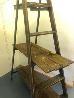 Wooden Distressed Store Display Ladder, Used as Plant Stand or Display