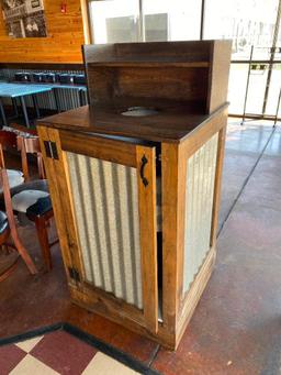 Rustic Tin and Wood Trash Receptacle w/ Brute Trash Can