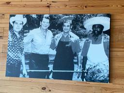 Large Wrapped Canvas Texas Print on Wood Frame Featuring Ronal Reagan